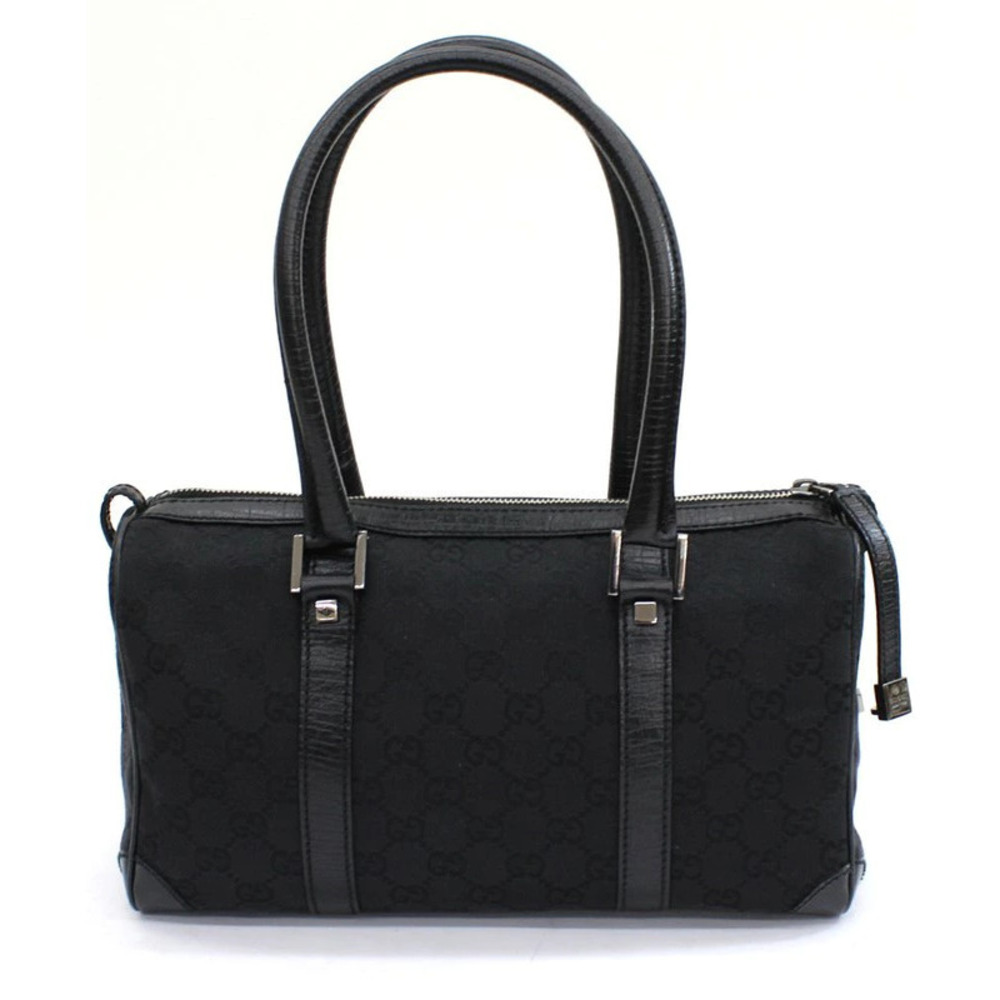 Gucci Handbag GG Leather Canvas Bag Boston Black